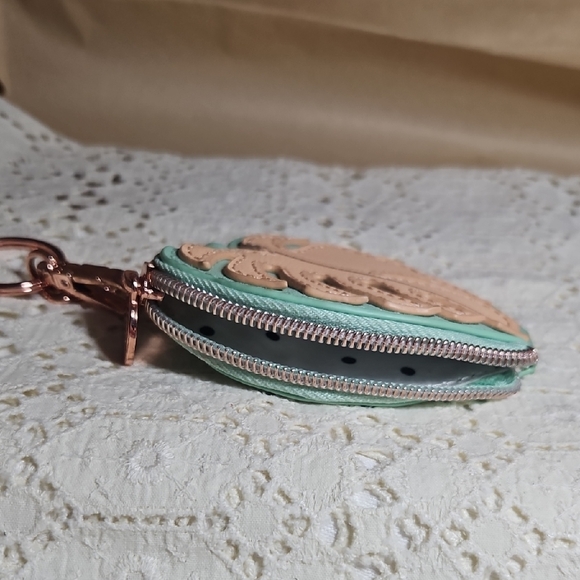 Dabney Lee Monstera Leaf Keychain Pouch in Cream and Mint - Picture 7 of 7